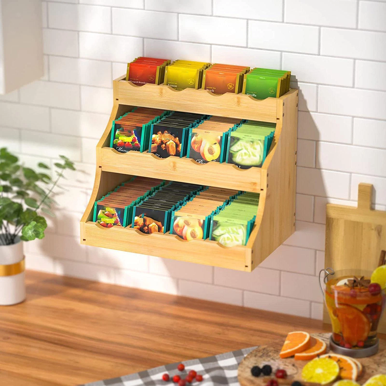 Tea Bag Organizer Condiment Storage Stand for Office Coffee Bar Countertop