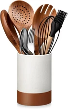 MALACASA Utensil Holder, 5.5" Ceramic Kitchen Utensil Holder for Countertop, Coo