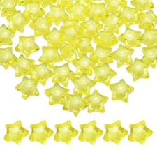 100pcs Acrylic Star Beads, 14mm Star-Shaped Pony Loose Spacer Beads, Yellow