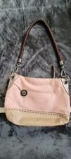 The Sak Pink/Beige Shoulder Bag Brown Strap Z...
