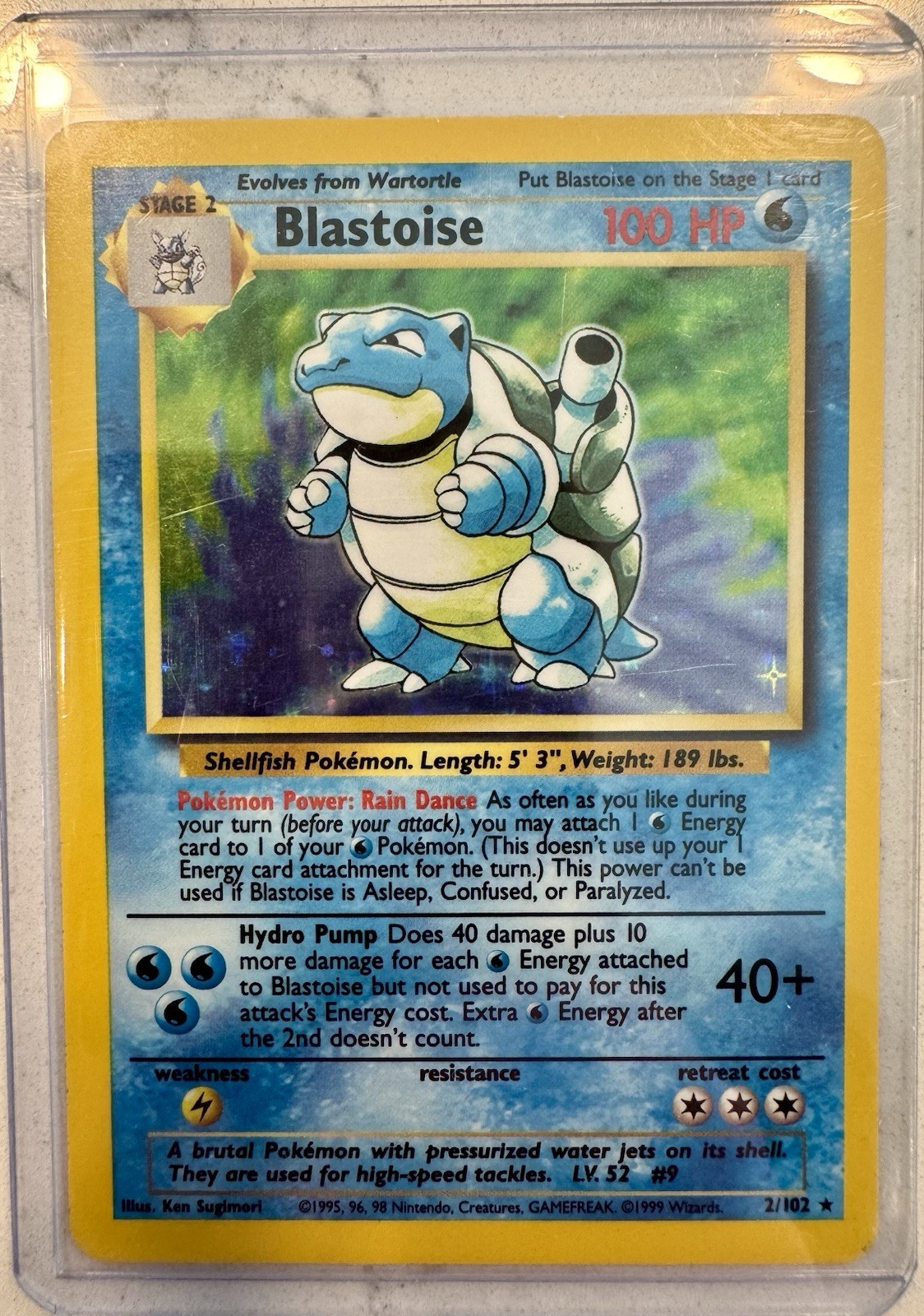 Pokemon Card Near MINT Blastoise 1999 Base Set 2/102 Holo Shadow