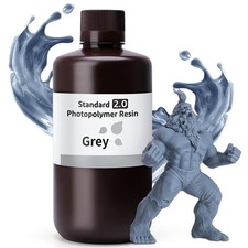 ELEGOO UV Resin 405nm Standard V2 Harz für 3D Drucker, Grau 1KG, Hohe Präzisio