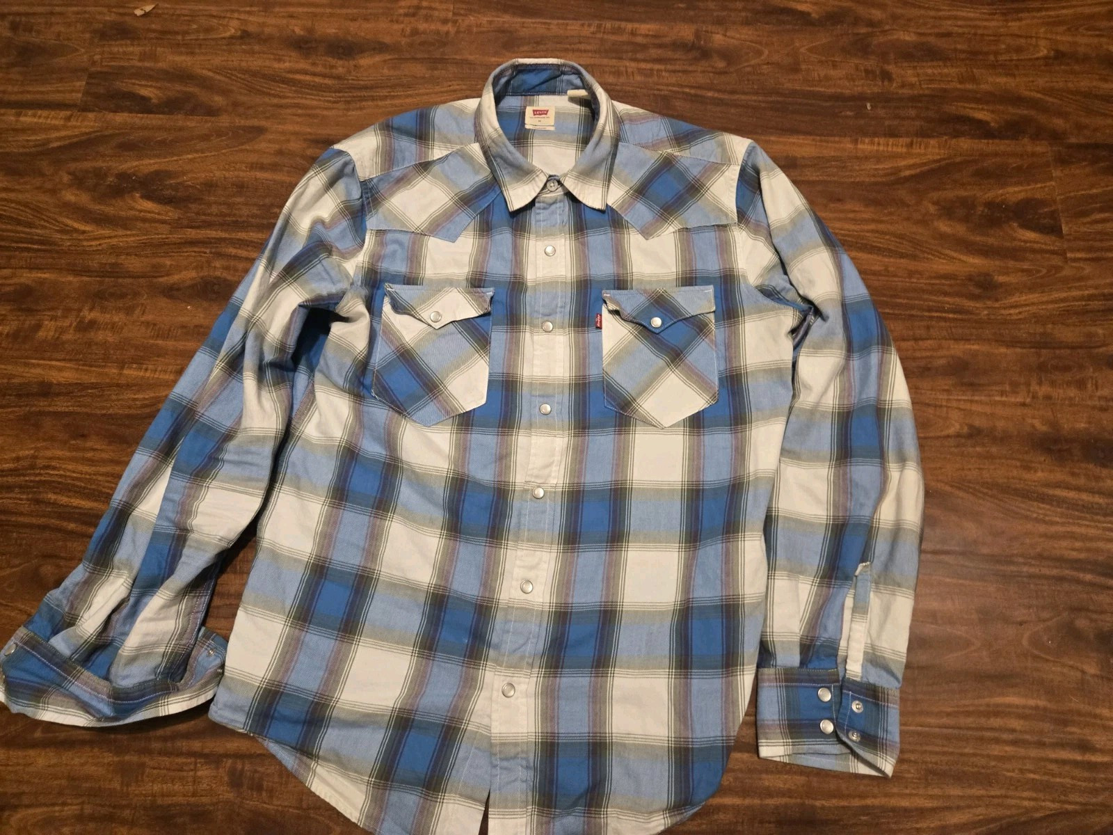 Levi's-Mens Size M Classic Standard Fit Western Snap Button L/S Shirt Orig $69.5
