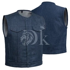 Men’s Raw Denim Club Vest Short Fit Concealed Carry Unlined Blue Vests