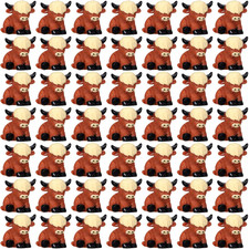 50 Pcs Mini Highland Cow Figurine Cute Highland Cow Statues Decor Handmade Resin