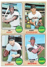 BOBBY ETHERIDGE ROOKIE JIM HART JOE GIBBON QUAD 1968 TOPPS 126 73 42 SF GIANTS