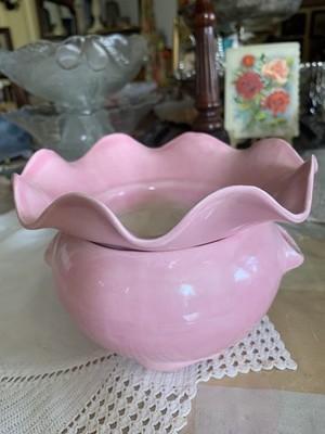 vintage handmade african violet container pottery, watering below the flower