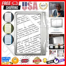 Patented 3X Large LED Page Magnifier for Reading  Eye Caring 3 Color Light M...