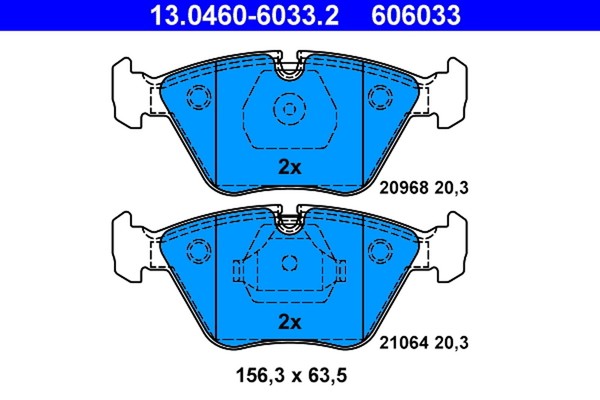 ATE Bremsbelagsatz Scheibenbremse 13.0460-6033.2 FüR E36 BMW Z3 E32 E34 5Er 7Er-image
