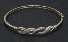 9 Carat Yellow Gold Diamond Set Wavy Loops Bangle (80.25.879)