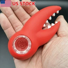 3.5 inch Silicone Hand Pipe Red Crab Claws Hand Pipe Smoking Pipe +Glass Bowl US