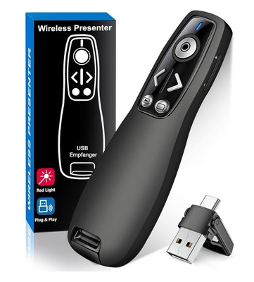 Elisween 2 -In 1 USB Type C Presentation Clicker wireless Presenter Remote