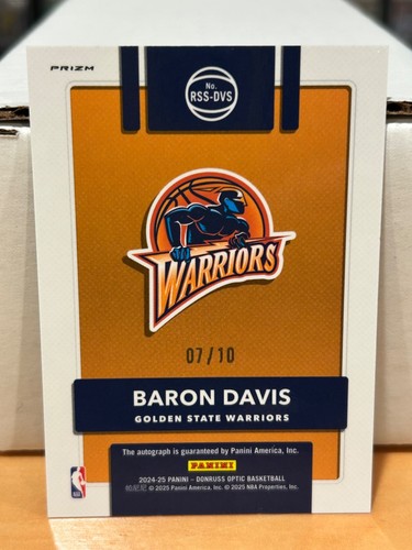 2024-25 Panini Optic Baron Davis Retro Signature Series Gold Auto /10 Warriors - Picture 2 of 2