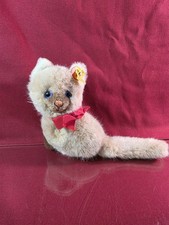 VTG Steiff Siamese Cat Mohair Plush Button Tag Austria 3520/12 Very Clean