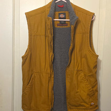 Dickies Work Vest, Brown/Gray Cotton, Unisex Size S