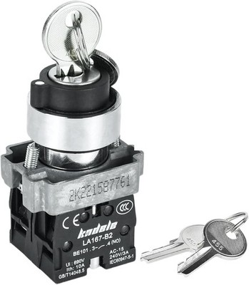 7/8 Inch 3 Position Key Switch 10 Amp 690V DPDT 2NO 22mm Hole Latching