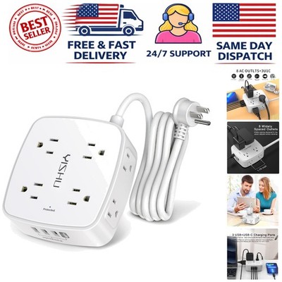 Multiple Outlet Surge Protector Power Strip - 6 Ft Length, 8 Outlets & USB Ports