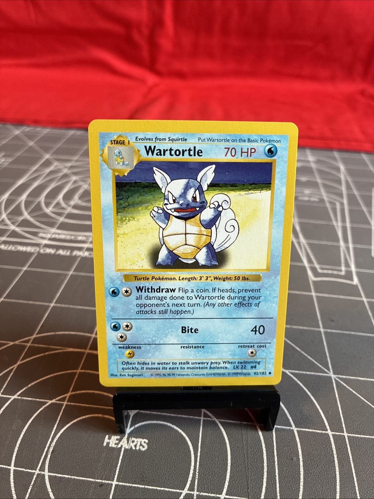 Vintage 1999 Pokemon Shadowless Wartortle 42/102 Card NM
