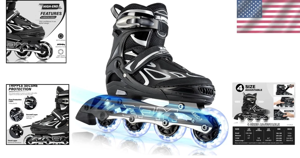 Patins intermitentes ajustáveis para meninas Vinal, todas as rodas iluminadas - Imagem 2 de 4