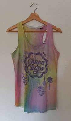 Top Oberteil Vintage 80er 90er Hippie Goa Boho Festival Rainbow Chupa Chups S 36