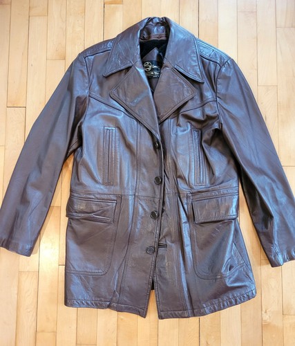 Vintage 70s Sears Leather Shop Men's Brown Leather Lined Jacket Coat Size 40R - Picture 4 of 9