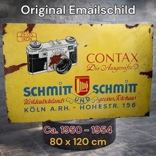 Original Vintage Alt Zeiss Ikon Contax K&Ouml;LN Emaille Reklame Werbe Schild Enamel
