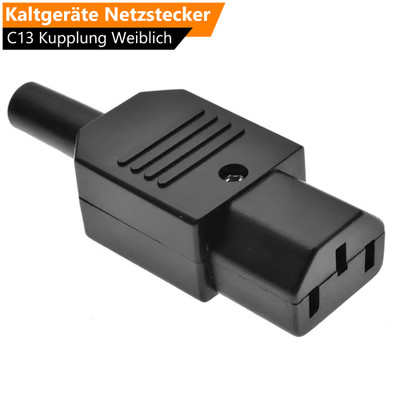 Kaltgeräte Netzstecker C13 Kupplung IEC 320 mit Schutzkontakt 3-Polig Weiblich