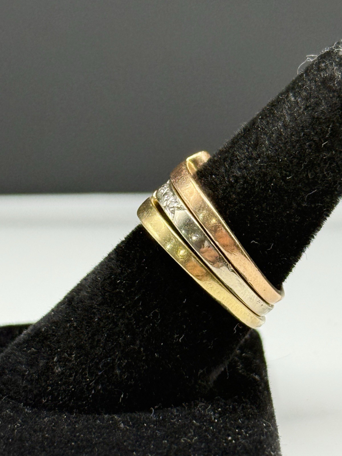 Multicolored 14k Gold Trinity Stack Ring - image 2