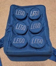LEGO Kids Backpack Blue 2x3 Brick Pockets Bag Vintage 2007