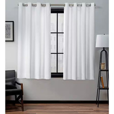 Academy White Solid Blackout Grommet Top Curtain, 52 In. W X 63 In. L Set of 2 