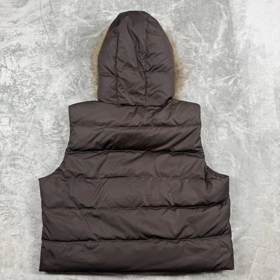 Chaleco Gap Puffer Juvenil XL Marrón Plumón Extraíble Imitación Piel Cremallera Completa A Presión Foto 4 de 4