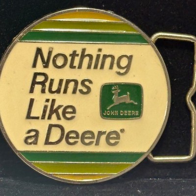 Vintage 1983 John Deere Nothing Runs Like a Deere Belt Buckle Tractor Farm Enaml