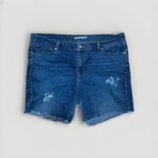 Levi's Women's Cutoff Jean Shorts 18W Mid Thigh Mid Rise Distressed Medium Wash