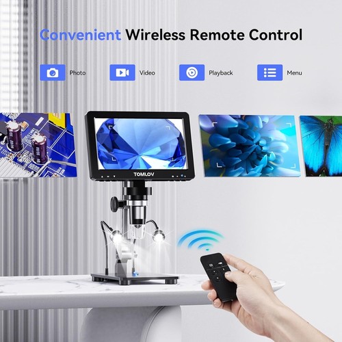 Microscopio digital HDMI y USB 1200X DM9 Pro con 8 luces LED y control remoto - Imagen 8 de 11