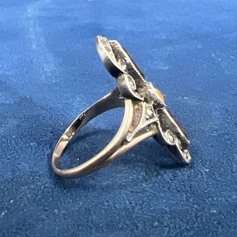 Bague ancienne XIXe argent massif or 18k poinçon tête d’aigle taille 53, 4gr - Photo 4/4