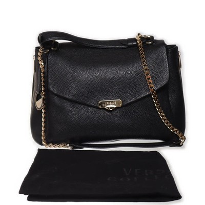Versace Collection, Umhängetasche, Damen, Leder, Schwarz, 35, 12, 27 cm #HN5