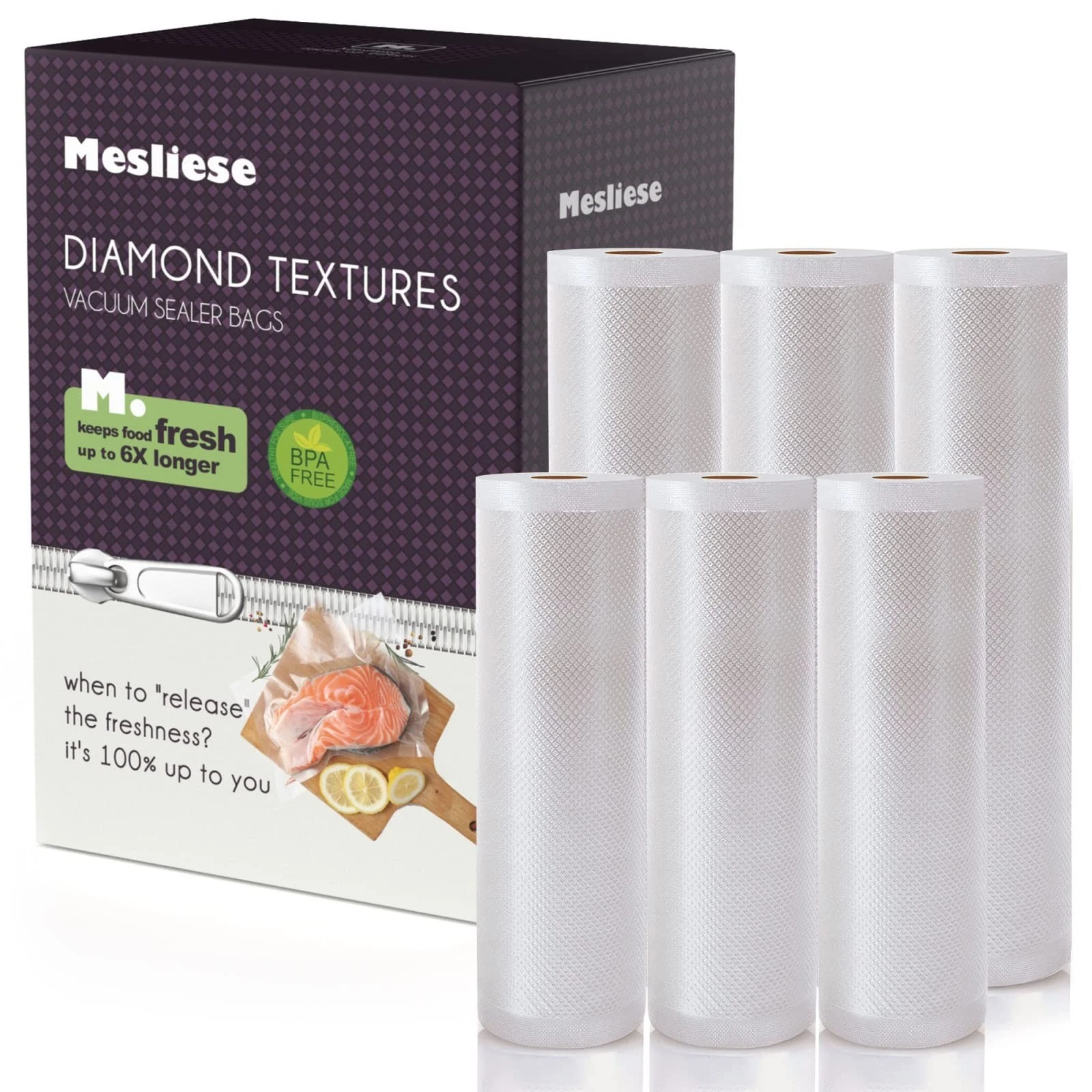 Mesliese Vacuum Sealer Bags for Custom Fit, 3Pack 8"x16' & 11"x16', /