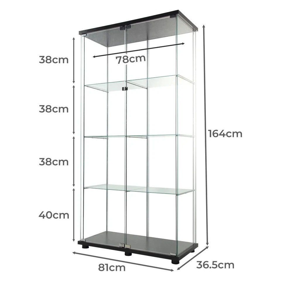 Stacked 164cm Glass Display Cabinet 2 Door