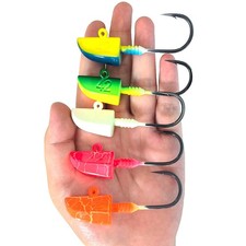 4Pcs Heavy Duty Lead Jig Head Lures 1/2oz-2 Oz Big Game Saltwater Baits 7/0 Hook