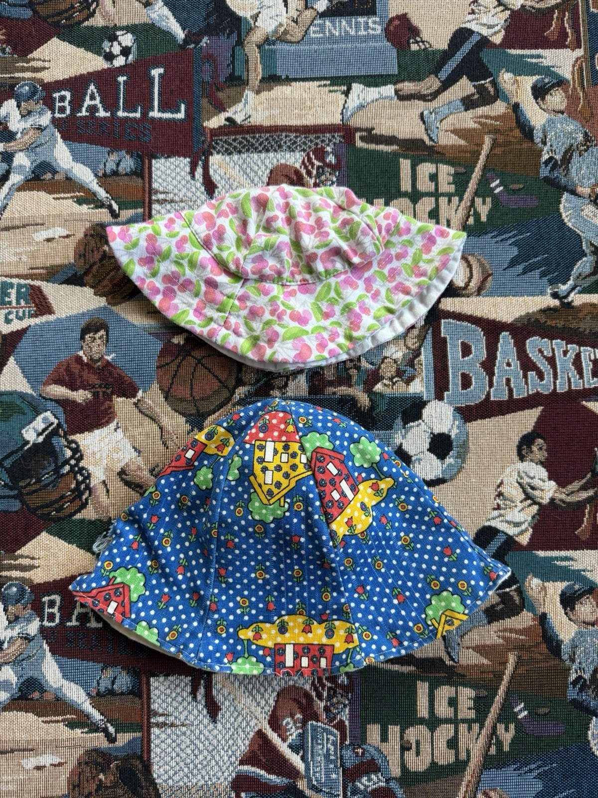 Two Vintage Baby Girl Infant Bucket Hats