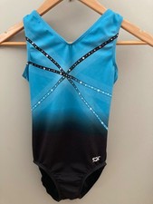 GK Elite Gymnastics Leotard Blue Black Size AXS