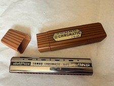 Vintage Non-Lever Tombo S-45 Chromatic Harmonica! 44 Holes with case!