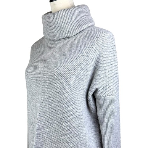 Vince S Gray Ribbed Knit Wool Cashmere Blend Pullover Cowl Turtleneck Sweater - Picture 8 of 11