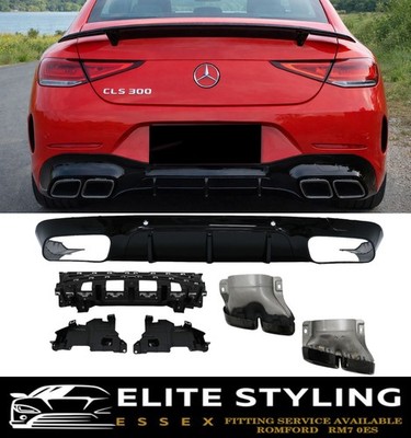 HECKDIFFUSOR MIT SPITZEN CLS63 STYLE GLANZ SCHWARZ FÜR MERCEDES CLS W257 AMG 2018+