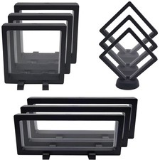 9PCS 3D Floating Display Case, Challenge Coin Stand Holder Black