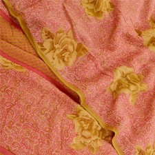 Sanskriti Vintage Pink Sarees Pure Georgette Silk Printed Sari Soft Craft Fabric