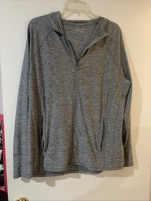 Athleta Women's Heather Grey Zip-Up Hoodie Size XL Thumb Holes Long Sleeve