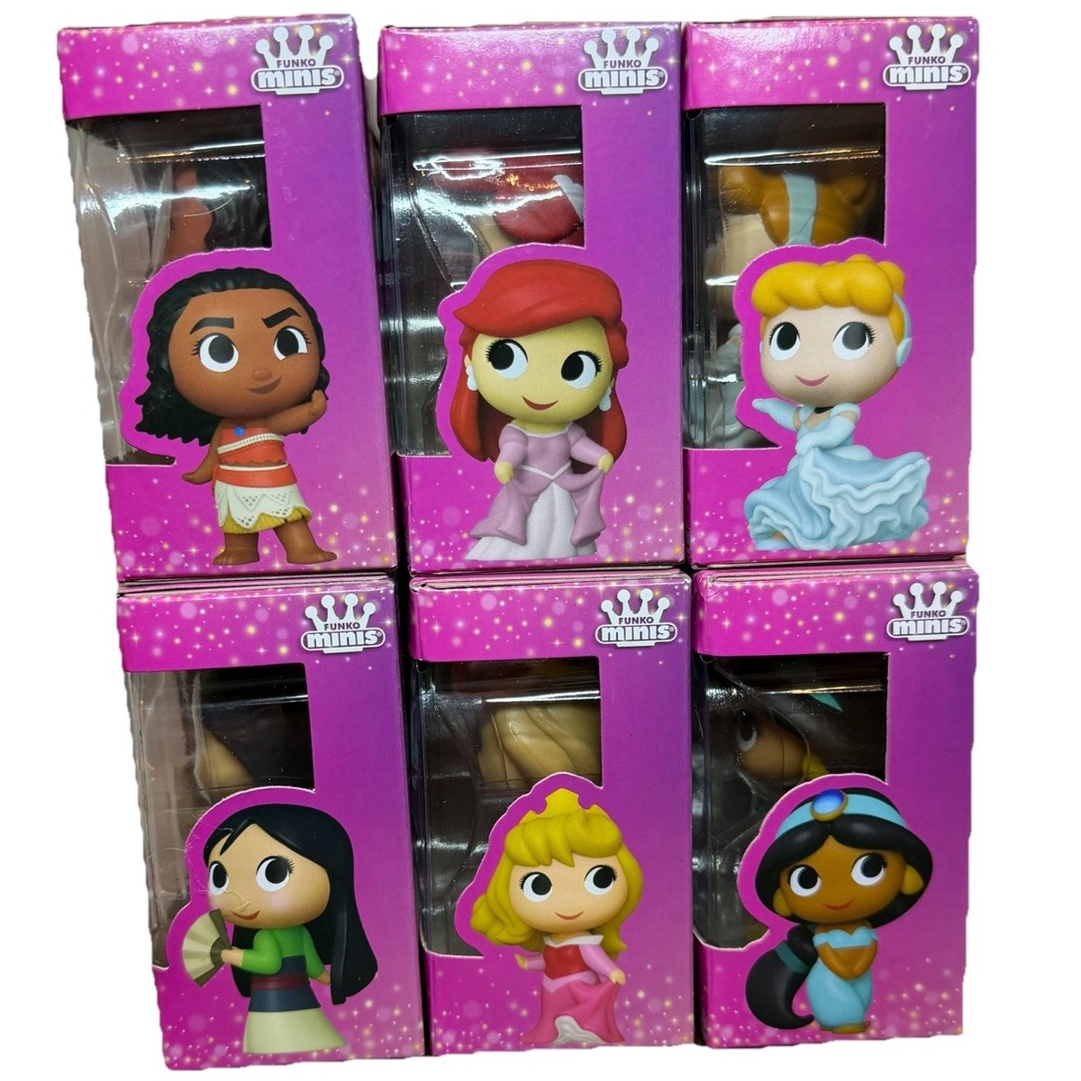 Funko Minis Disney Princess Figures Set x6 Cinderella Mulan Ariel