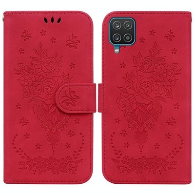 Für Samsung Galaxy A42 5G BUNFLY ROSE ENDOSED LEDER LEDER (ROT)