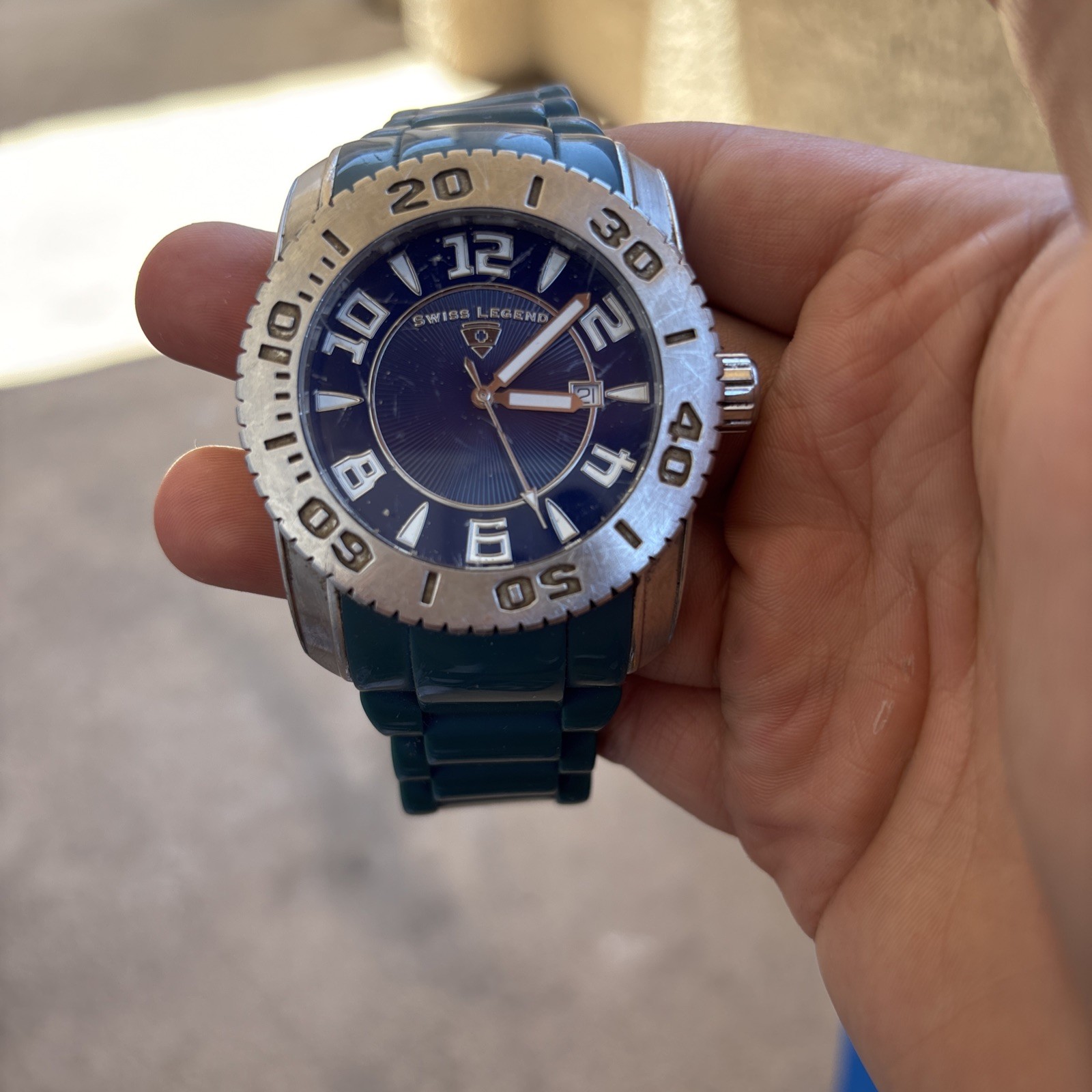Swiss Legend Commander Watch Mens Blue Dial Stainless Steel Watch Needs Battery